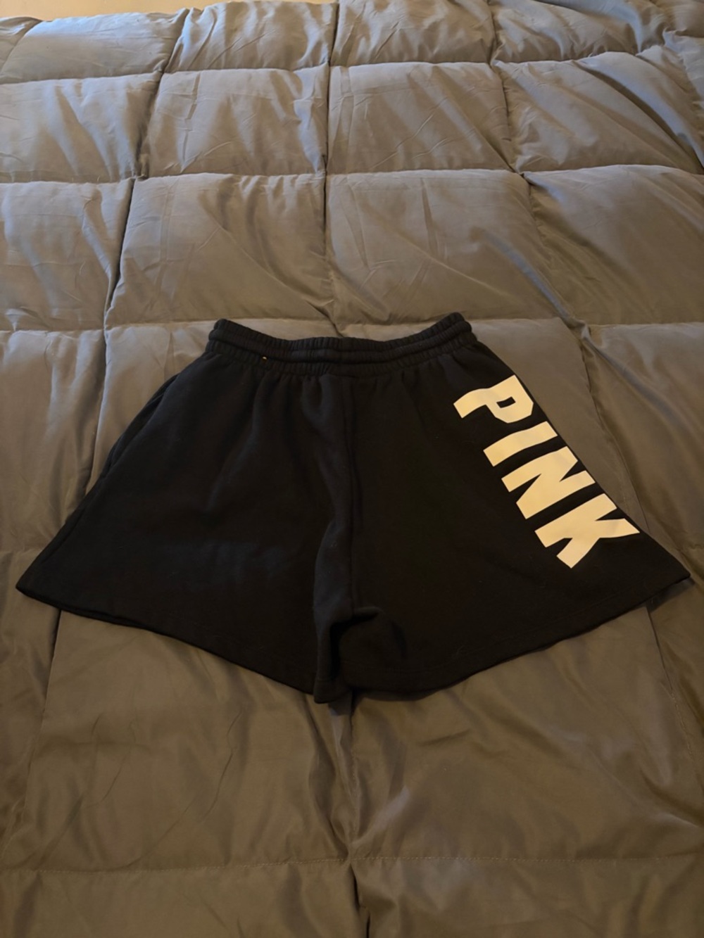 PINK Victoria's Secret Black Athletic Lounge Shorts with White Logo